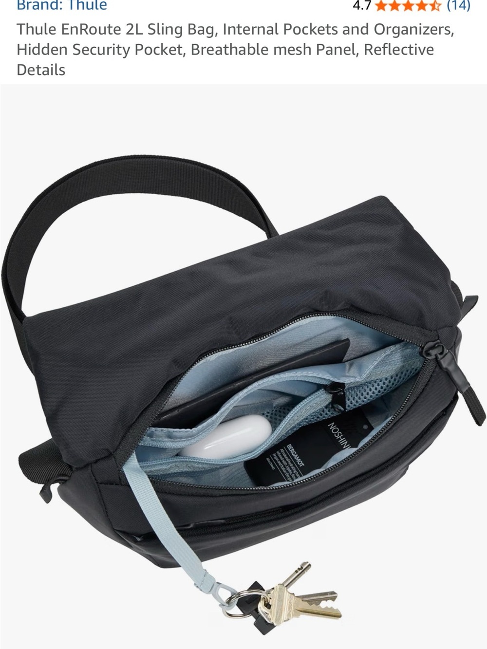 Thule Black Sling Bag with Adjustable Crossbody Strap - Picture 5 of 8